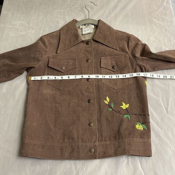 VINTAGE 1960s women's brown jacket with hand beaded golden eagle design size 8 - Picture 14 of 16